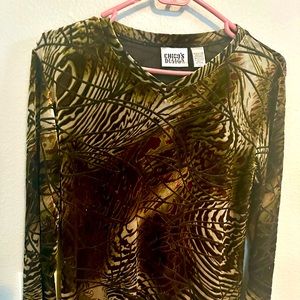 Chico’s V-Neck Long Sleeve Top In Sz 1 Beautiful